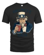 Funny Druncle Sam Patriotic Party Humor Graphic T Shirt - black t-shirt on white background