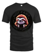 Not Fast Just Furious Funny Sloth Attitude Graphic T Shirt - black t-shirt on white background