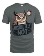 Funny Absolutely Not Owl Graphic T Shirt With Grumpy Owl - gray t-shirt on white background