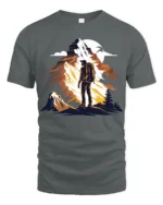 Adventure Mountain Hiking Graphic T Shirt Outdoor Explorer Tee - gray t-shirt on white background