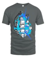 Gamer Keyboard Grenade Graphic T Shirt Explosive Gaming Tee - gray t-shirt on white background