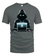 Dark Hacker Hoodie Laptop Cyber Security Graphic T Shirt - gray t-shirt on white background