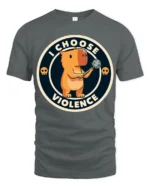 Funny I Choose Violence Cute Angry Capybara Graphic T Shirt - gray t-shirt on white background