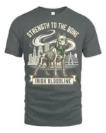 Strength To The Bone Irish Bloodline Dog Graphic T Shirt - gray t-shirt on white background