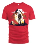 Adventure Mountain Hiking Graphic T Shirt Outdoor Explorer Tee - red t-shirt on white background