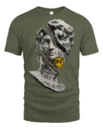 Broken David Graffiti Street Art Statue Graphic T Shirt - military green t-shirt on white background