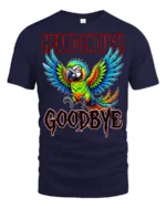 Heard Enough Goodbye Angry Parrot Funny Graphic T Shirt - navy t-shirt on white background