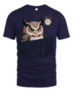 Funny Absolutely Not Owl Graphic T Shirt With Grumpy Owl - navy t-shirt on white background