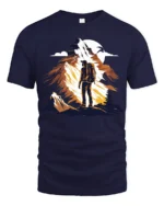 Adventure Mountain Hiking Graphic T Shirt Outdoor Explorer Tee - navy t-shirt on white background
