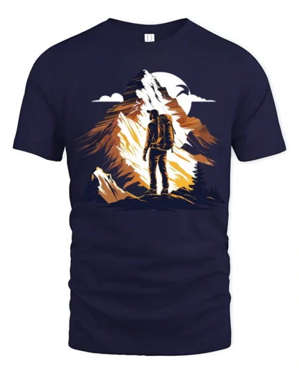 Adventure Mountain Hiking Graphic T Shirt Outdoor Explorer Tee - navy t-shirt on white background
