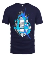Gamer Keyboard Grenade Graphic T Shirt Explosive Gaming Tee - navy t-shirt on white background