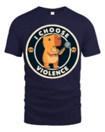 Funny I Choose Violence Cute Angry Capybara Graphic T Shirt - navy t-shirt on white background