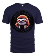Not Fast Just Furious Funny Sloth Attitude Graphic T Shirt - navy t-shirt on white background