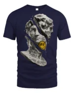 Broken David Graffiti Street Art Statue Graphic T Shirt - navy t-shirt on white background