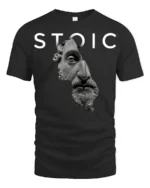 Stoic Philosophy Roman Statue Graphic T Shirt Minimalist Tee - black t-shirt on white background