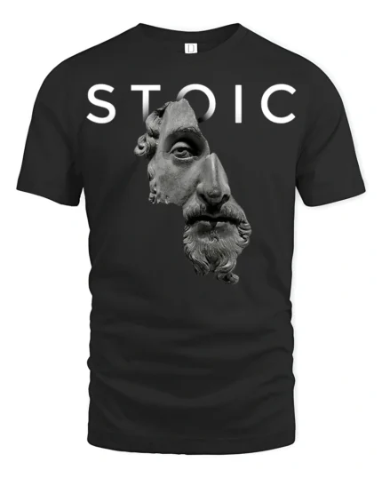Stoic Philosophy Roman Statue Graphic T Shirt Minimalist Tee - black t-shirt on white background
