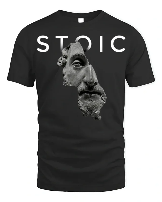 Stoic Philosophy Roman Statue Graphic T Shirt Minimalist Tee - black t-shirt on white background