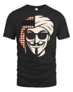 Arabian Anonymous Mask Graphic T Shirt Bold Desert Rebel Tee - black t-shirt on white background