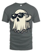 Cool Ghost With Sunglasses Funny Halloween Graphic T Shirt - gray t-shirt on white background