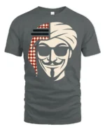 Arabian Anonymous Mask Graphic T Shirt Bold Desert Rebel Tee - gray t-shirt on white background