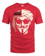 Arabian Anonymous Mask Graphic T Shirt Bold Desert Rebel Tee - red t-shirt on white background