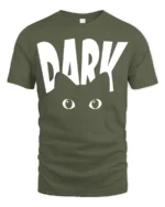 Funny Dark Eyes Minimalist Humor Graphic T Shirt - military green t-shirt on white background
