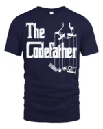 Funny The Codefather Programmer Humor Coding Graphic T Shirt - navy t-shirt on white background
