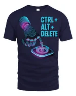 Funny Ctrl Alt Delete Tech Humor Programmer Graphic T Shirt - navy t-shirt on white background