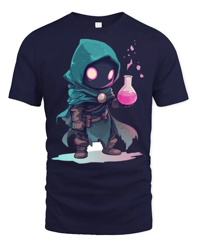 Cute Fantasy Alchemist Wizard Potion Graphic T Shirt - navy t-shirt on white background