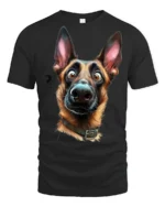 Funny Confused German Shepherd Dog Face Cute Pet Lover T Shirt - black t-shirt on white background