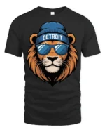 Cool Detroit Lion With Sunglasses Urban Street Style T Shirt - black t-shirt on white background