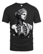 Gothic Broken Greek Statue Skeleton Dark Art Graphic T Shirt - black t-shirt on white background