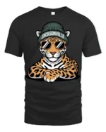 Cool Jacksonville Leopard With Sunglasses Urban Graphic T Shirt - black t-shirt on white background