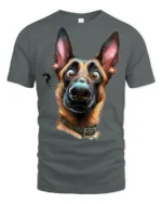 Funny Confused German Shepherd Dog Face Cute Pet Lover T Shirt - gray t-shirt on white background