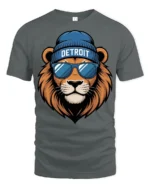 Cool Detroit Lion With Sunglasses Urban Street Style T Shirt - gray t-shirt on white background