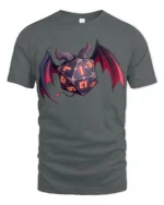 Dark Fantasy Dragon Wing D20 Dice Tabletop RPG Gamer T Shirt - gray t-shirt on white background