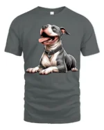 Cute Happy Pitbull Dog Lover Realistic Pet Graphic T Shirt - gray t-shirt on white background