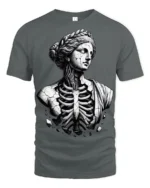 Gothic Broken Greek Statue Skeleton Dark Art Graphic T Shirt - gray t-shirt on white background