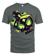 Neon Toxic Skull Potion Bottle Gamer Style Graphic T Shirt - gray t-shirt on white background