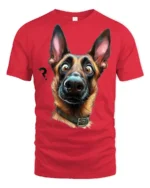 Funny Confused German Shepherd Dog Face Cute Pet Lover T Shirt - red t-shirt on white background