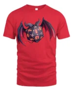Dark Fantasy Dragon Wing D20 Dice Tabletop RPG Gamer T Shirt - red t-shirt on white background
