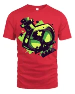 Neon Toxic Skull Potion Bottle Gamer Style Graphic T Shirt - red t-shirt on white background