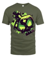 Neon Toxic Skull Potion Bottle Gamer Style Graphic T Shirt - military green t-shirt on white background