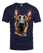 Funny Confused German Shepherd Dog Face Cute Pet Lover T Shirt - navy t-shirt on white background