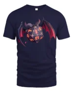 Dark Fantasy Dragon Wing D20 Dice Tabletop RPG Gamer T Shirt - navy t-shirt on white background