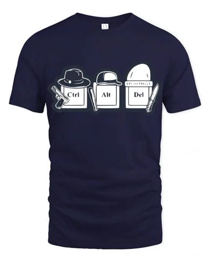 Ctrl Alt Del Funny Keyboard Crime Humor Graphic T Shirt - navy t-shirt on white background