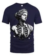 Gothic Broken Greek Statue Skeleton Dark Art Graphic T Shirt - navy t-shirt on white background
