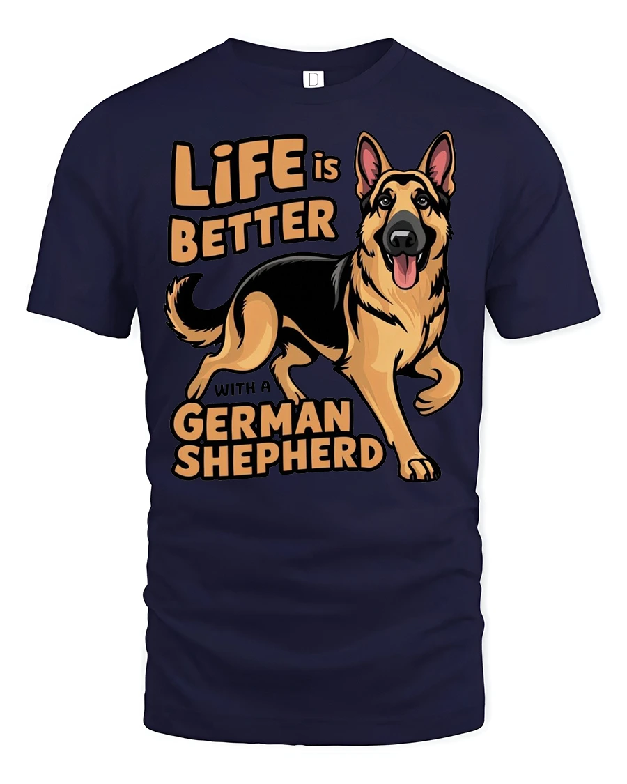 Life Is Better With A German Shepherd Dog Lover T Shirt - 1 Life Is Better With A German Shepherd Dog Lover T Shirt - navy t-shirt on white background