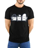 Ctrl Alt Del Funny Keyboard Crime Humor Graphic T Shirt - model wearing black tee with hands behind back