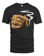 Cool Hand Smoking Blunt Street Style Urban Graphic T Shirt - black t-shirt on white background